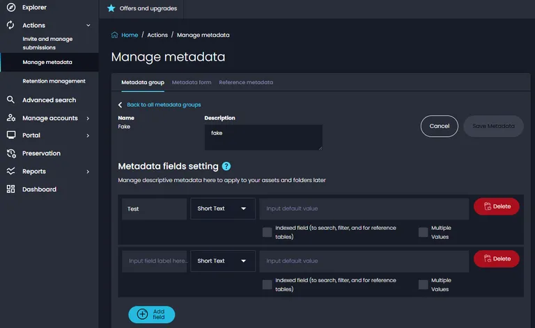 Meta Application Form What are Metadata Forms and Groups? | Preservica Developers website